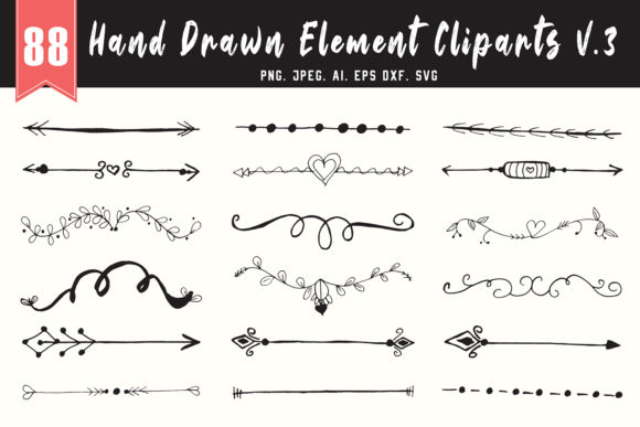 80 Handmade Design Element Cliparts V3 for Branding and Packaging