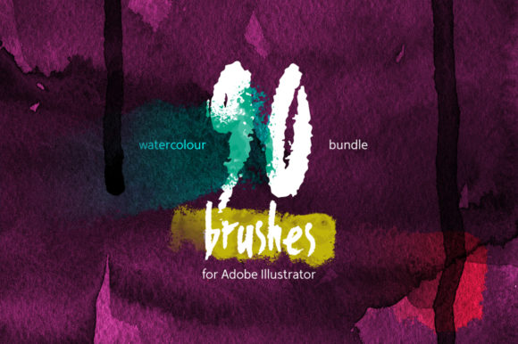 90 Watercolor Brushes Bundle Graphics