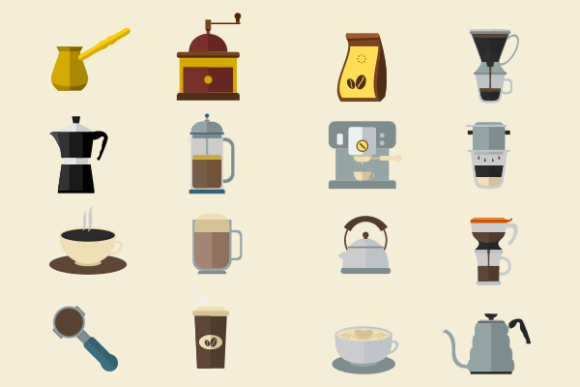 Coffee Equipment Illustration Icon Set for Graphics and Icons