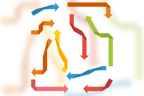 Colorful Bent Arrows Icon Collection Set for Web Elements and Graphics