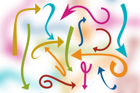 Colorful Curly Arrows Collection Set for Web Elements and Graphics