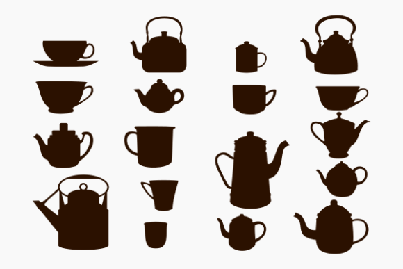 Cups and Pots Silhouette Vector Icon – A Modern Graphic for Editorial Use
