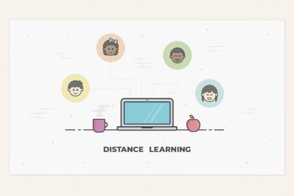 Distance Learning Illustration for Modern Web Design