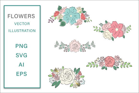 Flowers Lineart Clip Art Color for Creative Projects