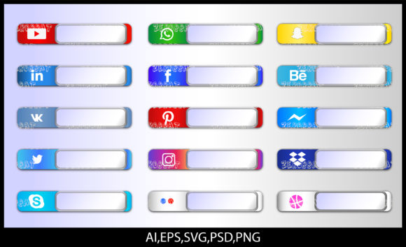 Graphic Social Media Icon Bar for Web Elements