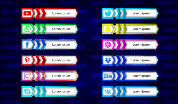 Graphic Social Media Icon Bar Link Web for Web Elements