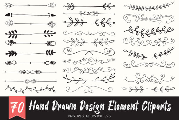 Handmade Design Element Cliparts V1 for Local Business Branding