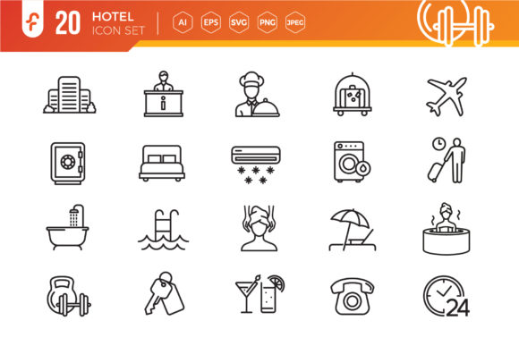 Hotel Elements Line Web Icon Set for Modern Graphics and Icons