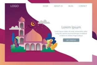 Landing Page Ramadan Kareem Art for Web Elements and Graphics