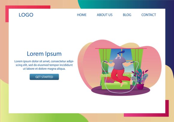 Landing Page Stay Home and Excercise Graphics