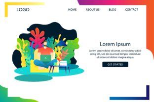 Landing Page Work From Home Design Graphics for Web Elements
