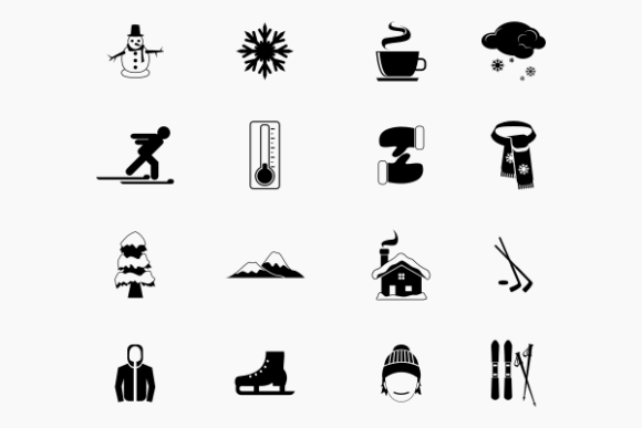 Monochrome Winter Icons for Embroidery Projects