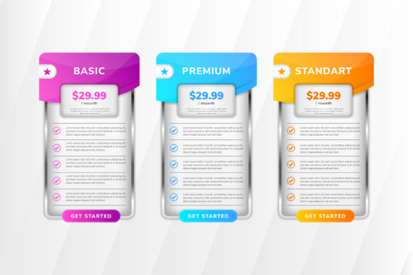 Price Table Button Element Banner Web Graphics