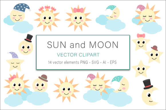 Sun and Moon Clip Art Vector for Creative Design Projects