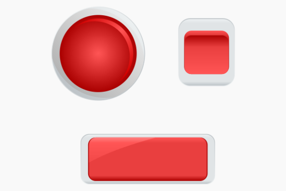 Three Glossy Red Buttons Illustration for Web Elements and Graphics