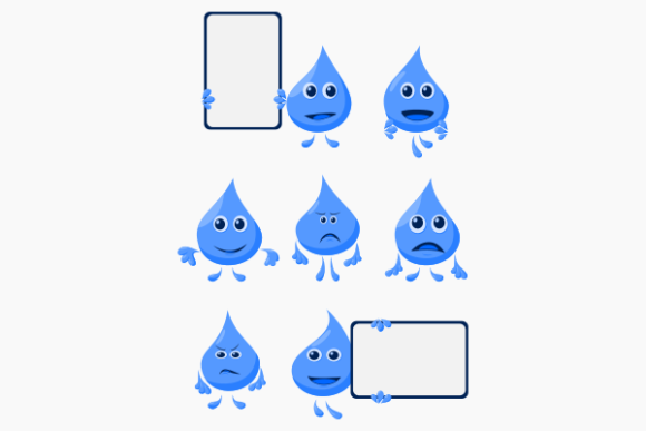 Various Water Characters Icons Set for Graphics and Web Elements